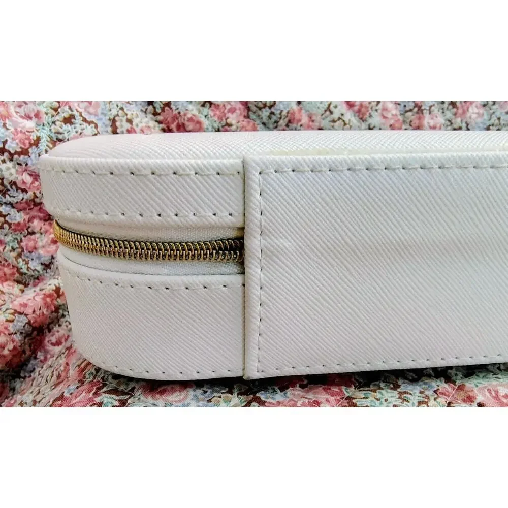 Portable White Jewelry Box Storage Organizer, 